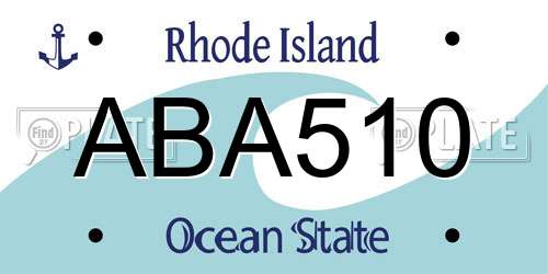 ABA510 Rhode Island License Plate