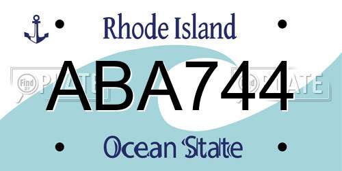 ABA744 Rhode Island License Plate