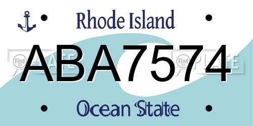 ABA7574 Rhode Island License Plate