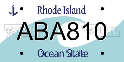ABA810 Rhode Island License Plate