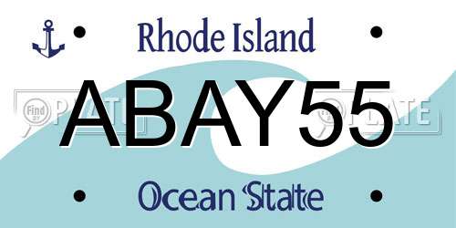 ABAY55 Rhode Island License Plate