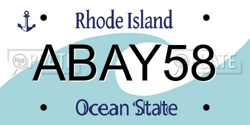 ABAY58 Rhode Island License Plate