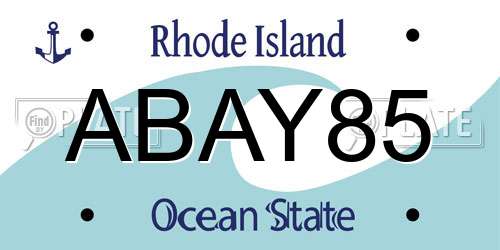 ABAY85 Rhode Island License Plate