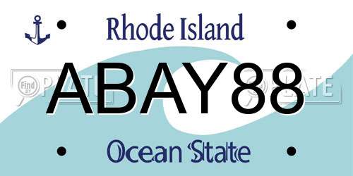 ABAY88 Rhode Island License Plate