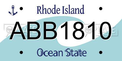 ABB1810 Rhode Island License Plate