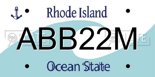 ABB22M Rhode Island License Plate