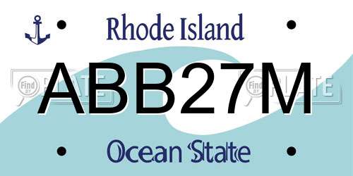 ABB27M Rhode Island License Plate