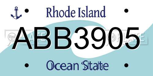 ABB3905 Rhode Island License Plate