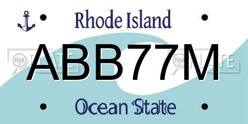 ABB77M Rhode Island License Plate