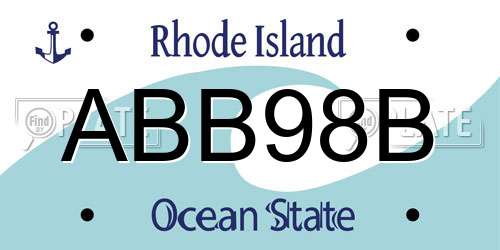 ABB98B Rhode Island License Plate