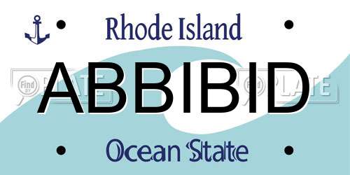 ABBIBID Rhode Island License Plate