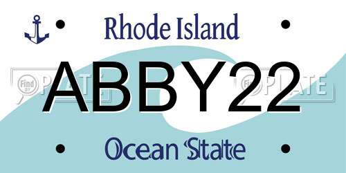 ABBY22 Rhode Island License Plate