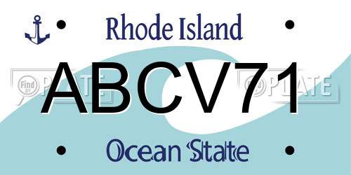 ABCV71 Rhode Island License Plate