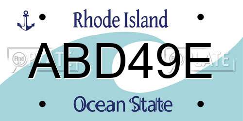 ABD49E Rhode Island License Plate
