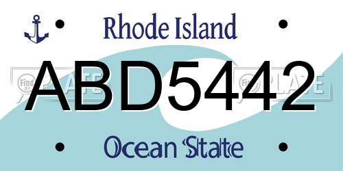 ABD5442 Rhode Island License Plate