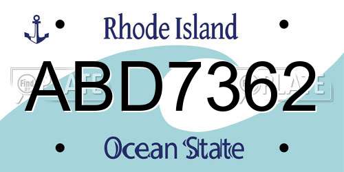 ABD7362 Rhode Island License Plate