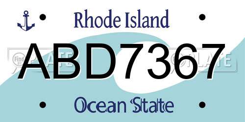 ABD7367 Rhode Island License Plate