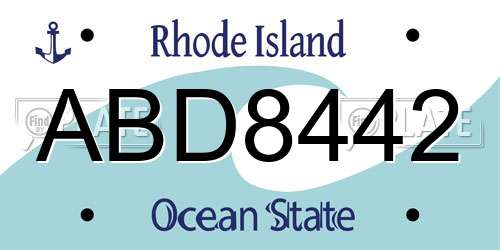 ABD8442 Rhode Island License Plate