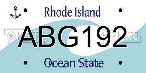 ABG192 Rhode Island License Plate