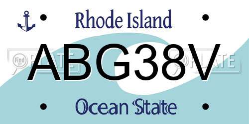 ABG38V Rhode Island License Plate