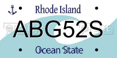 ABG52S Rhode Island License Plate