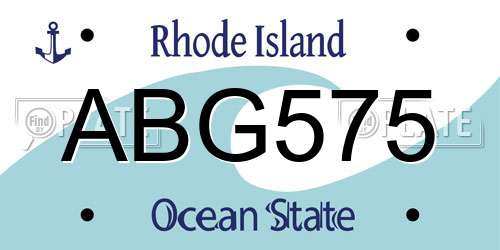ABG575 Rhode Island License Plate