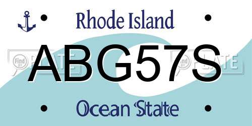 ABG57S Rhode Island License Plate