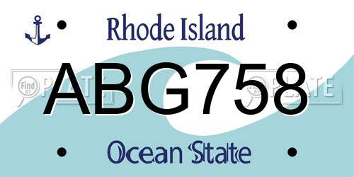 ABG758 Rhode Island License Plate