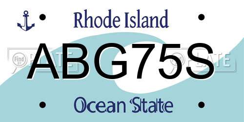 ABG75S Rhode Island License Plate