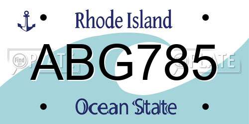 ABG785 Rhode Island License Plate