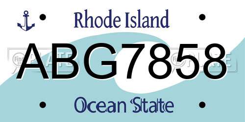 ABG7858 Rhode Island License Plate