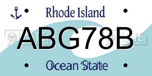 ABG78B Rhode Island License Plate