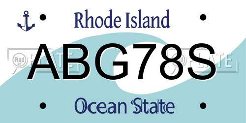 ABG78S Rhode Island License Plate