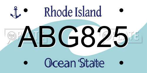 ABG825 Rhode Island License Plate