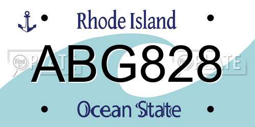 ABG828 Rhode Island License Plate