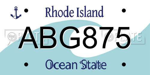 ABG875 Rhode Island License Plate