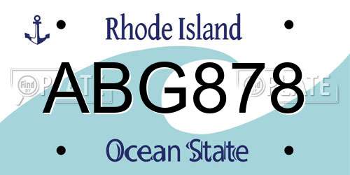 ABG878 Rhode Island License Plate