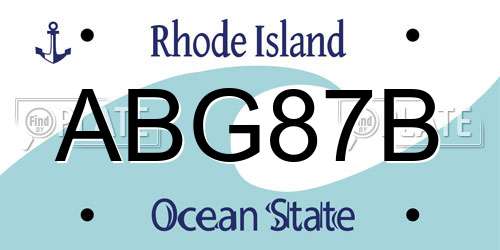 ABG87B Rhode Island License Plate