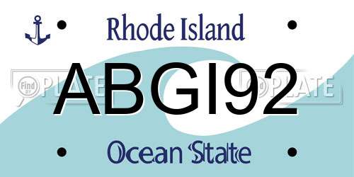 ABGI92 Rhode Island License Plate