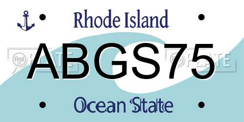ABGS75 Rhode Island License Plate