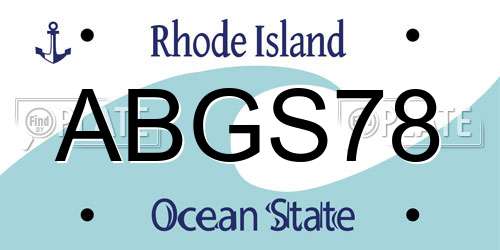 ABGS78 Rhode Island License Plate