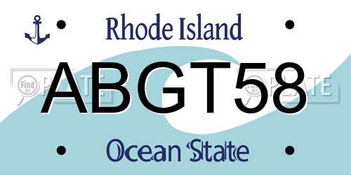 ABGT58 Rhode Island License Plate