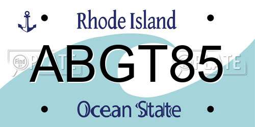 ABGT85 Rhode Island License Plate