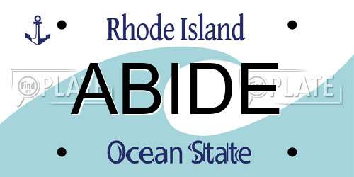 ABIDE Rhode Island License Plate