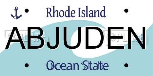 ABJUDEN Rhode Island License Plate