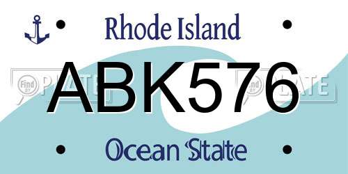 ABK576 Rhode Island License Plate