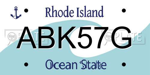 ABK57G Rhode Island License Plate