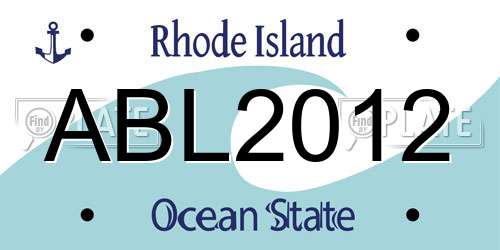 ABL2012 Rhode Island License Plate