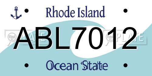 ABL7012 Rhode Island License Plate