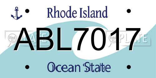 ABL7017 Rhode Island License Plate